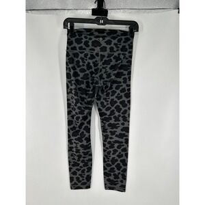 Lululemon High Times Leggings Women's Sz 6 Black Gray Leopard Print Crop Cropped